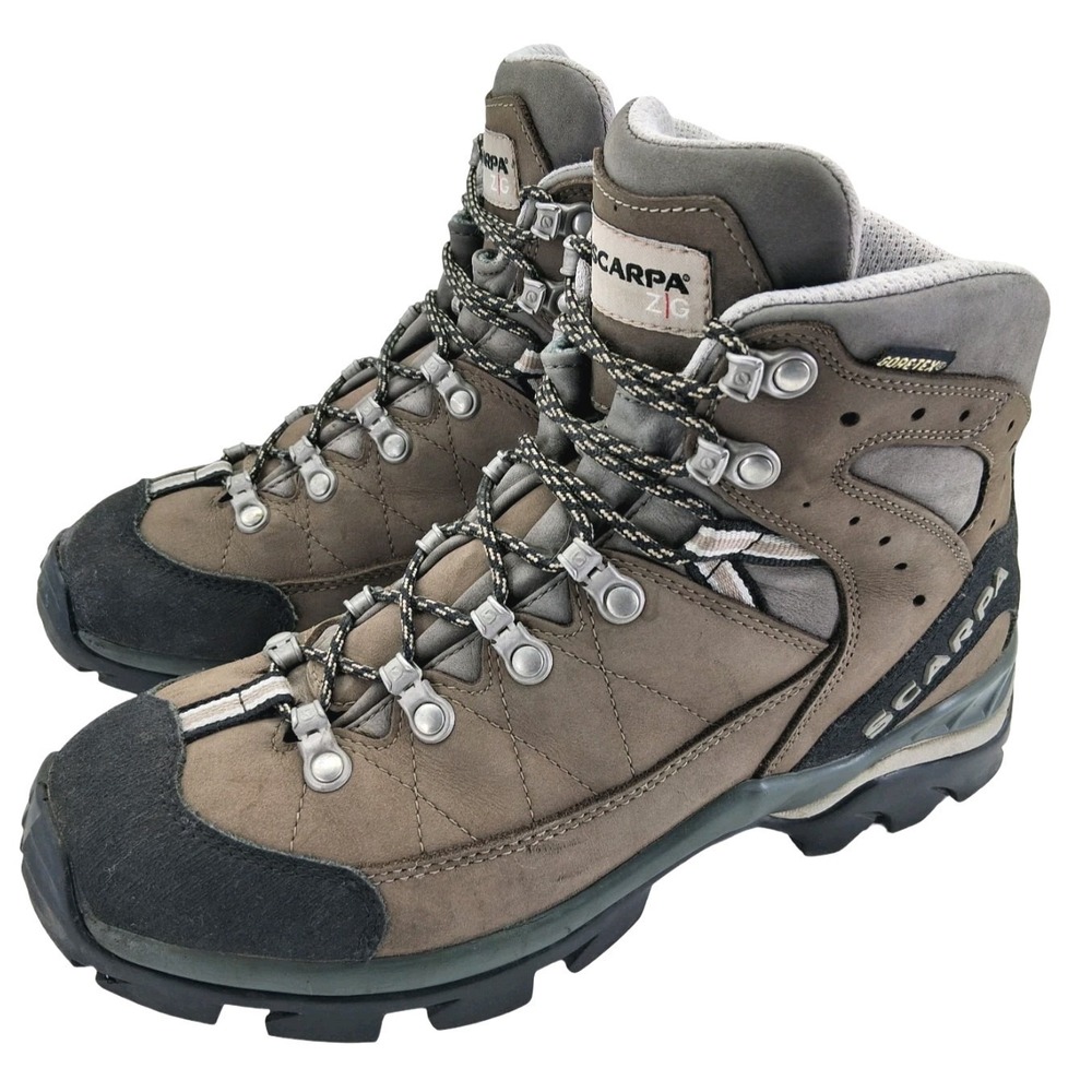 Scarpa ZG GTX Hiking Boots Mens 7 Wmns 8 Brown Suede Gore-Tex Vibram Ankle Trail